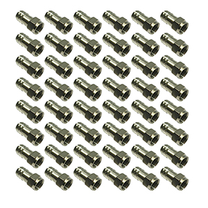 Lot de 50 connecteurs type F en laiton RG6  male 75#937; Unispectra SC-Fm-6-C.360HEX